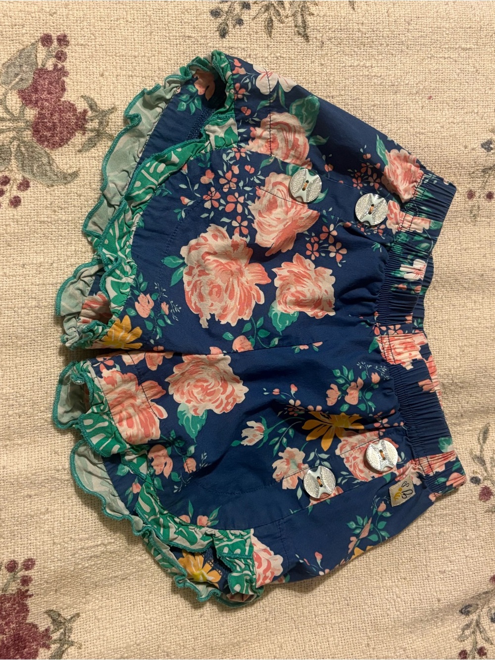 wild fable Navy Floral Ruffle Sleep Shorts - Pink & Green